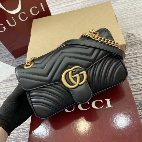 Gucci Marmont Chain Shoulder Bag - Black Leather with Gold-Toned Hardware 6 Gucci Marmont Chain Shoulder Bag - Black Leather with Gold-Toned Hardware