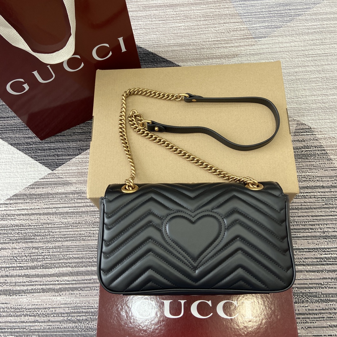 Gucci Marmont Chain Shoulder Bag - Black Leather with Gold-Toned Hardware 4 i1743870246 381 1