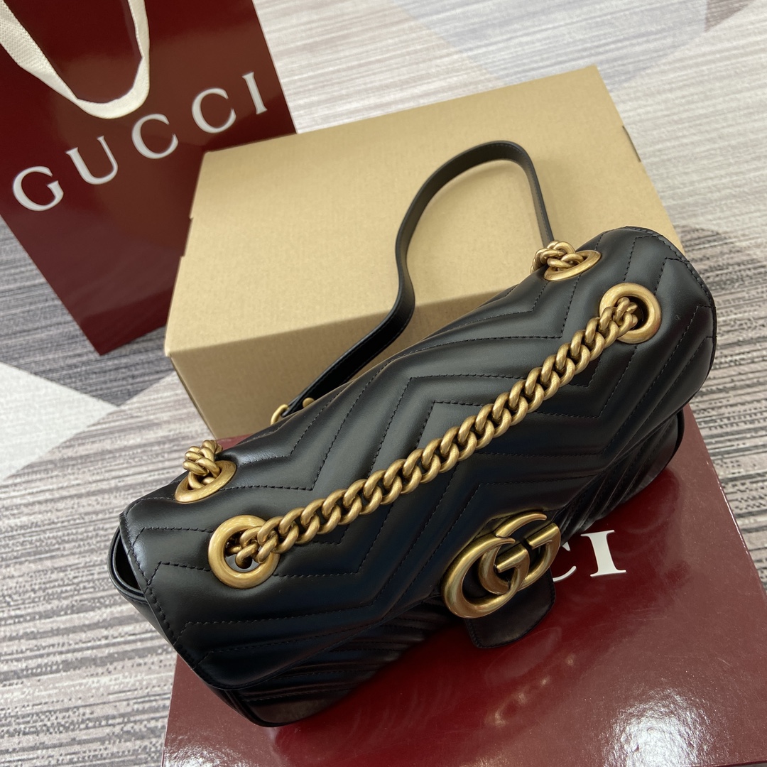 Gucci Marmont Chain Shoulder Bag - Black Leather with Gold-Toned Hardware 13 i1743870246 5223 7