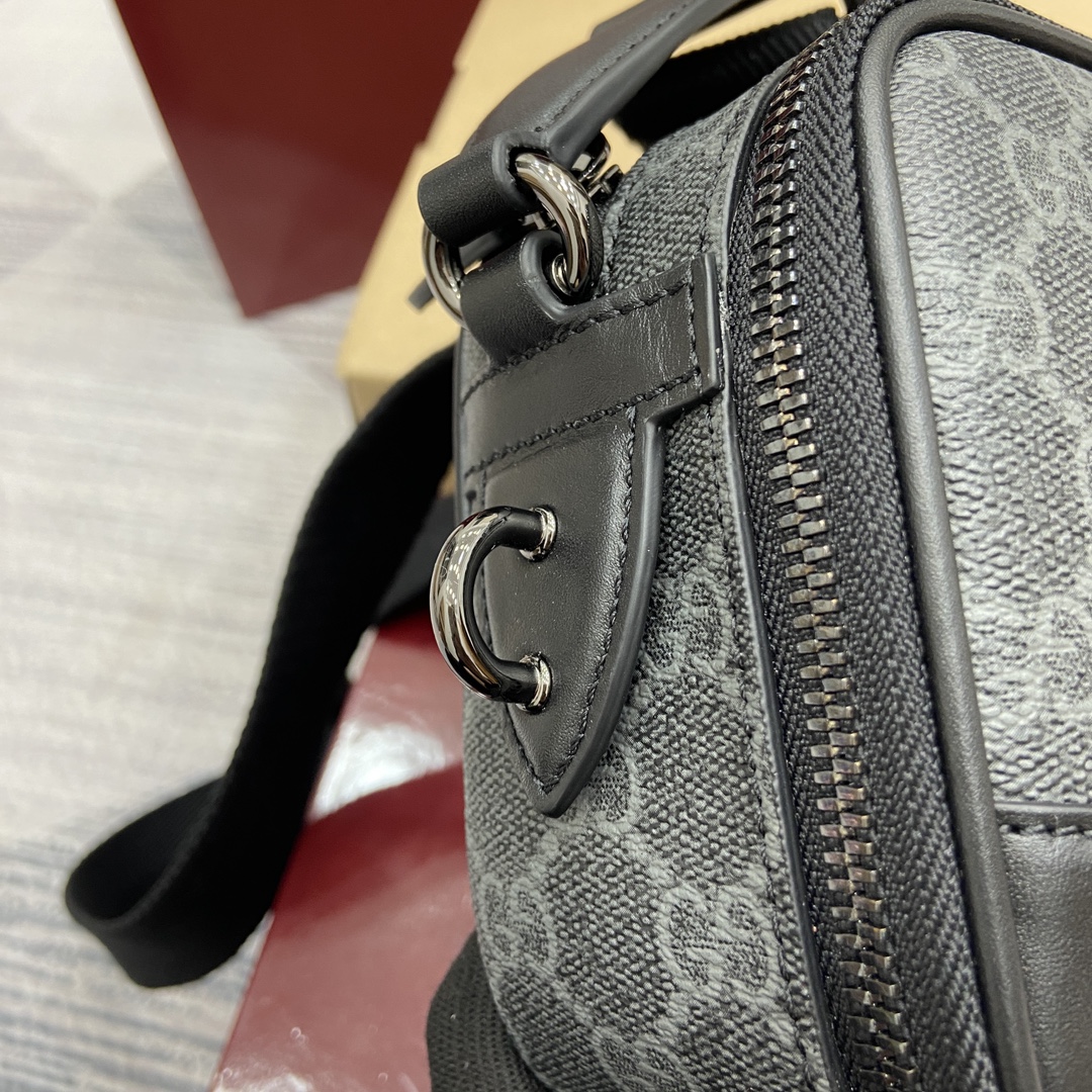 Gucci Emblem Super Mini Grey Messenger Bag with GG Monogram, 19cm x 12.5cm 11 i1744217531 4338 0