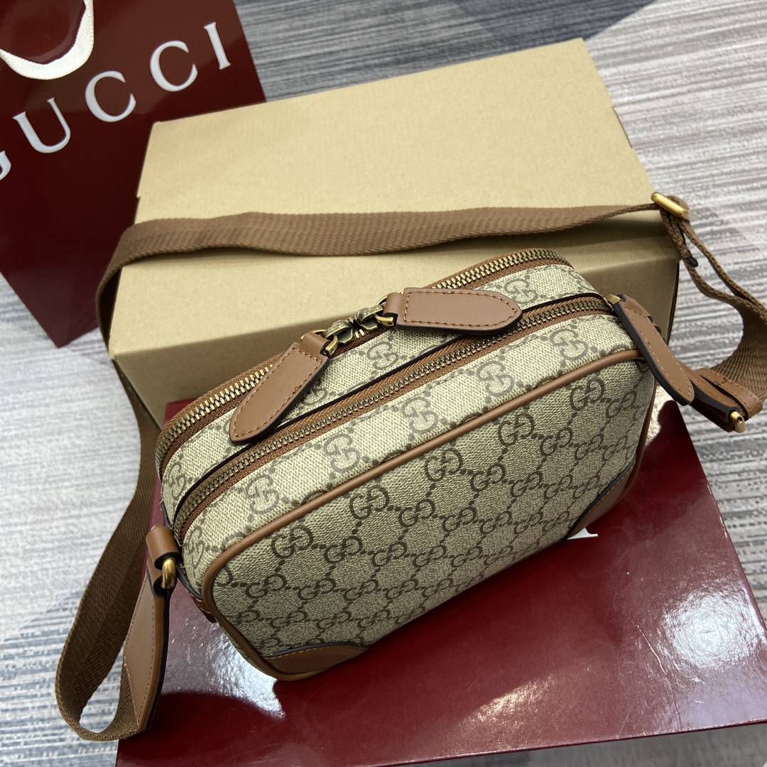 Gucci Emblem Super Mini Beige and Brown GG Canvas Crossbody Bag 13 i1744217546 3618 0