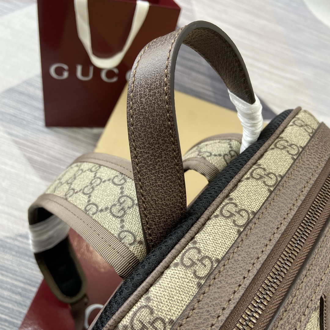 Gucci Brown PVC Leather Backpack with Signature Web Stripe and Logo 12 i1744217820 580 0