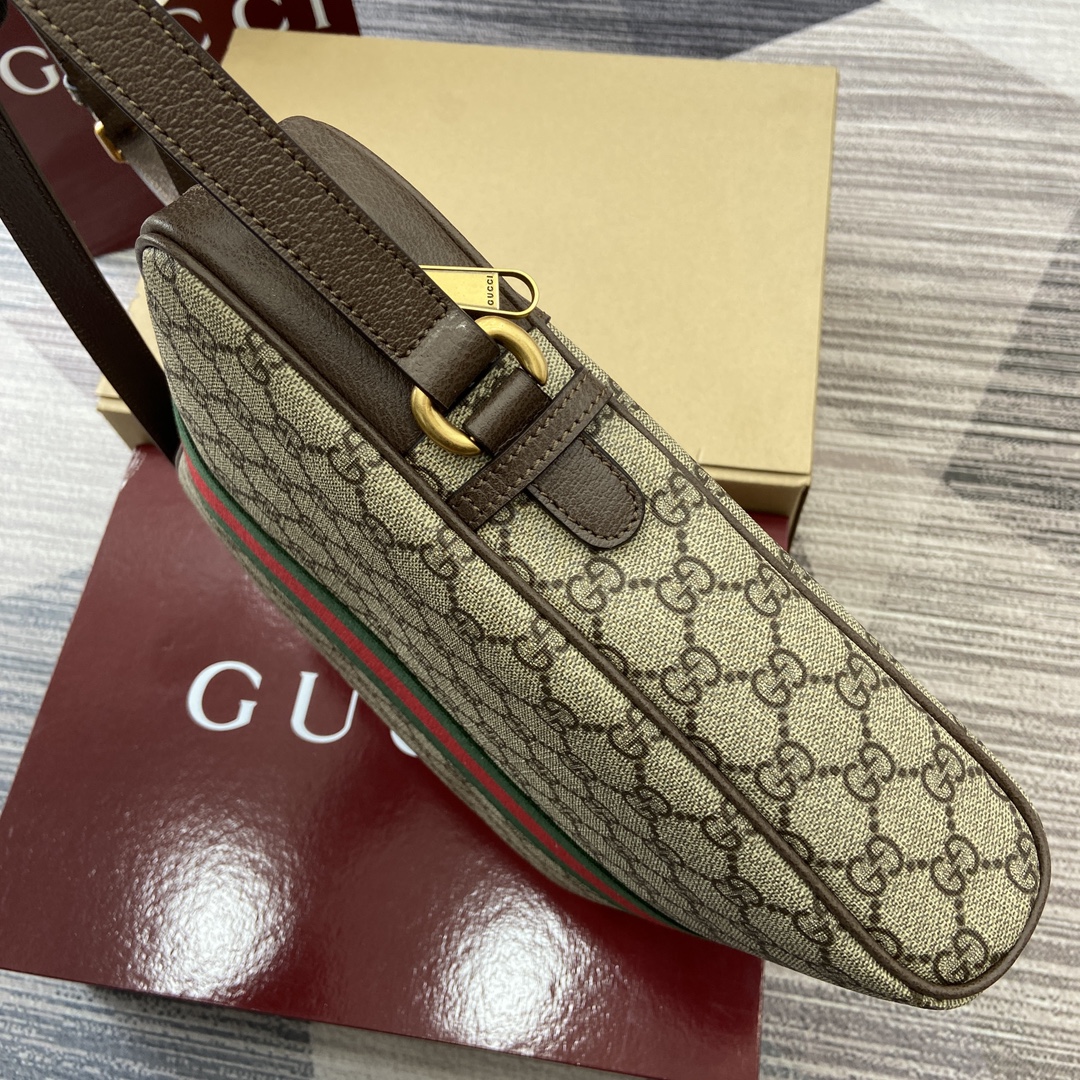 Gucci Brown GG Supreme Canvas Messenger Bag with Web Stripe Detail 13 i1744217924 1503 0