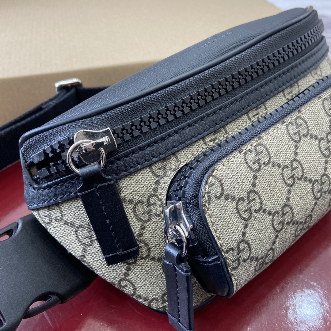 Gucci GG Supreme Belt Bag, Beige/Ebony Canvas with Black Leather Trim 12 i1744218470 8703 0