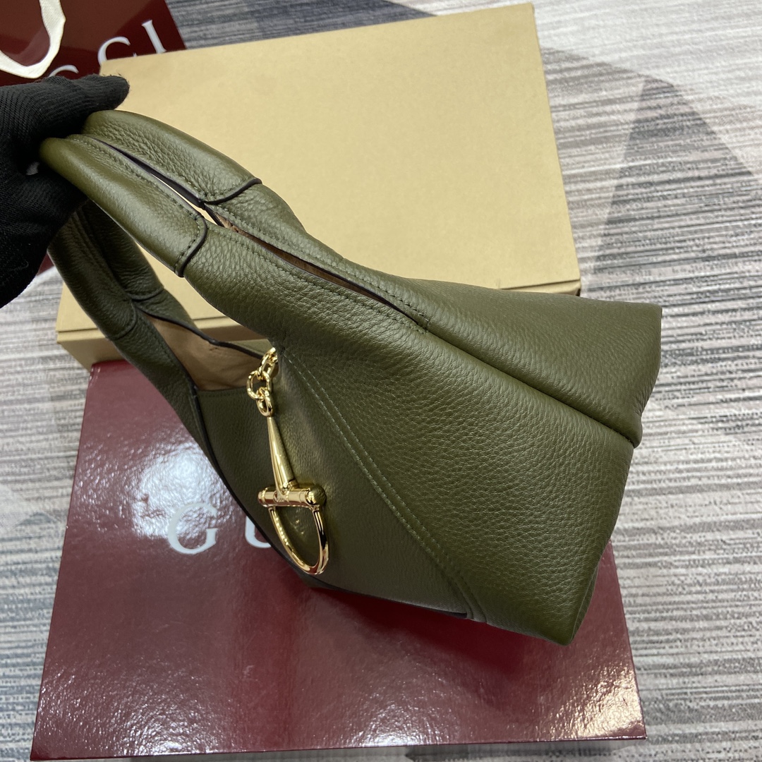 Gucci Soft Hobo Bag Green Leather Horsebit Buckle, 27.5 x 21 x 16 cm 11 i1744398961 4494 9