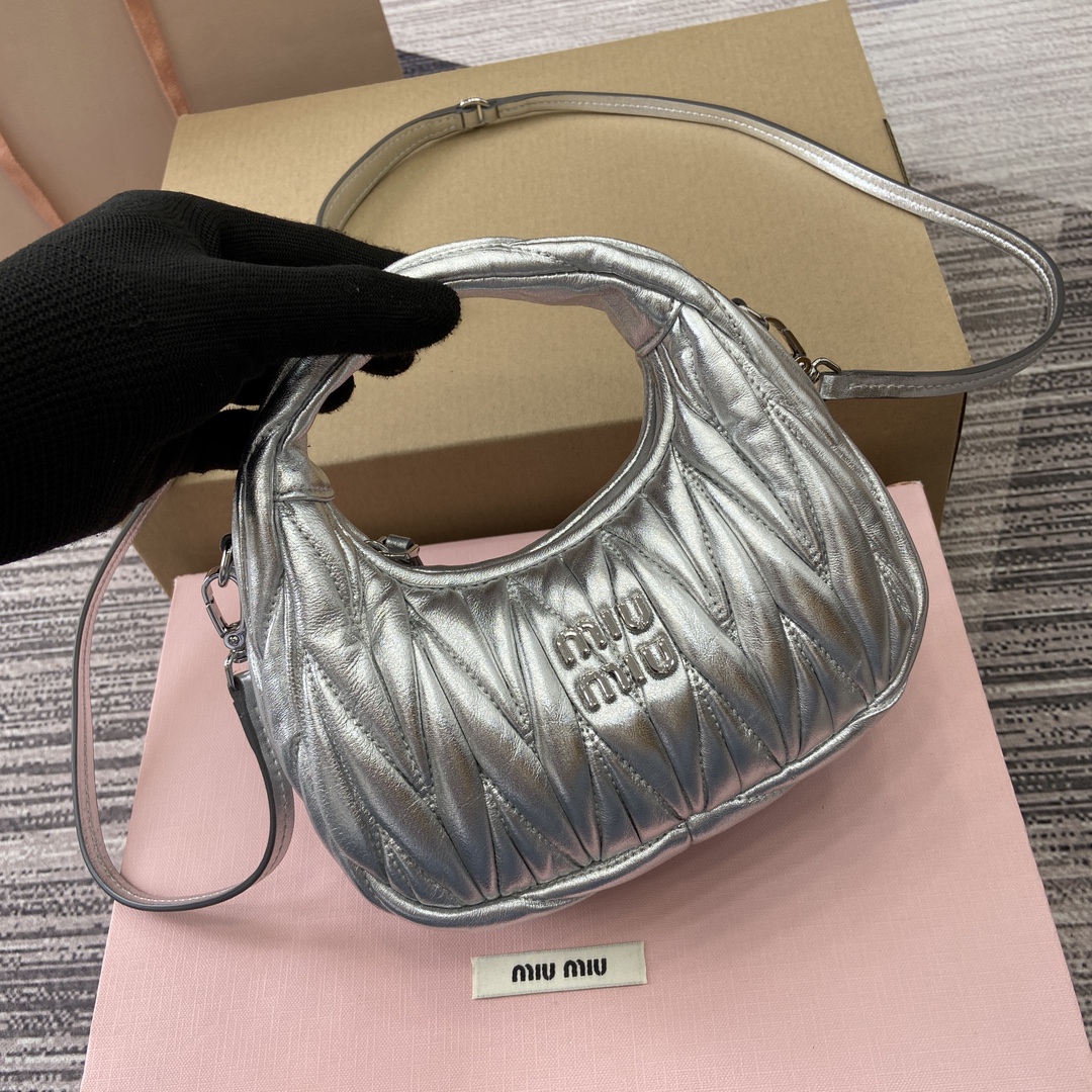 Miu Miu Mini MiuWander Silver Lambskin Matelassé Shoulder Bag 1 i1744539102 4017 0