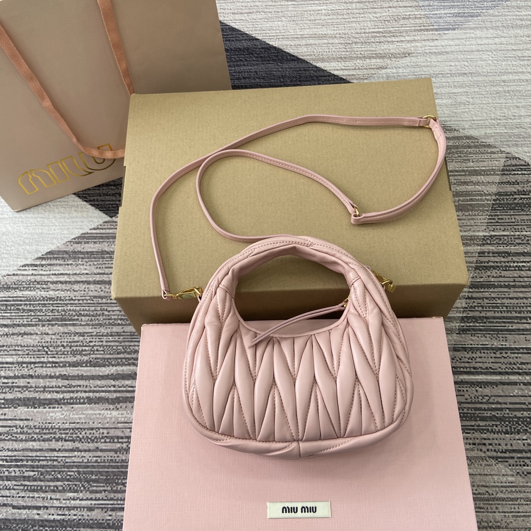 Miu Miu Mini MiuWander Bag Pink Lambskin Leather Matelasse Embroidery 3 i1744539123 6097 0