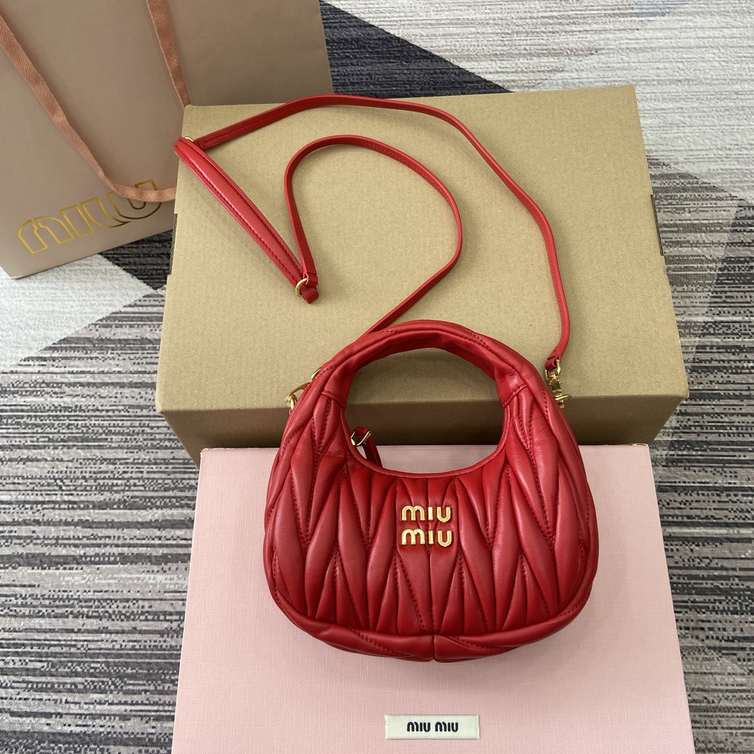 Miu Miu Mini MiuWander Red Lambskin Matelasse Shoulder Bag 2 i1744539146 9874 0