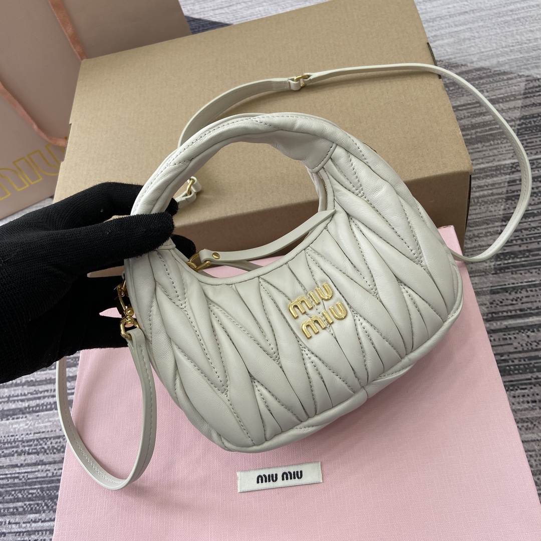 Miu Miu Mini MiuWander Lambskin Matelasse Shoulder Bag - White 2 i1744539162 5578 7