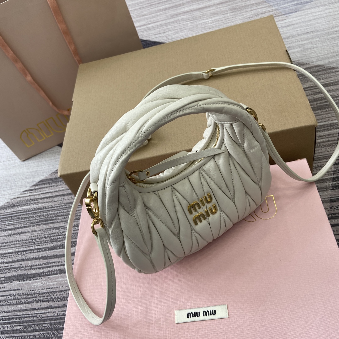 Miu Miu Mini MiuWander Lambskin Matelasse Shoulder Bag - White 8 i1744539163 1052 0