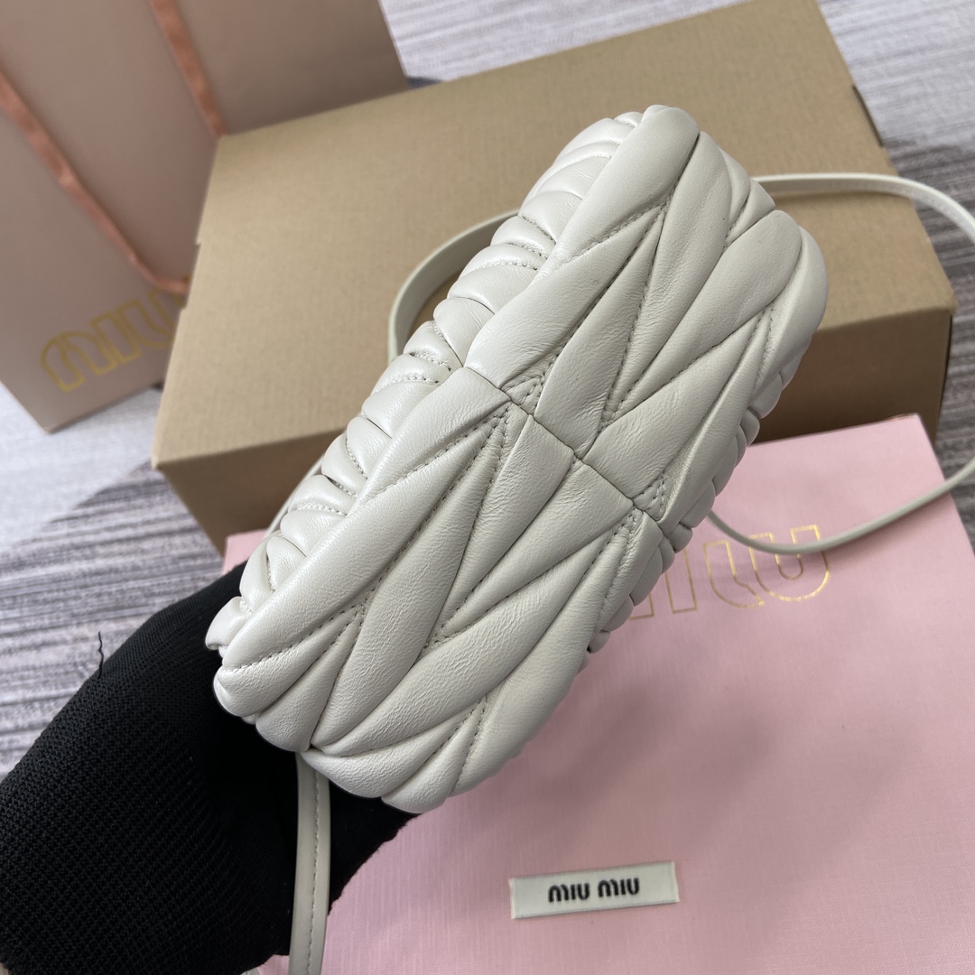 Miu Miu Mini MiuWander Lambskin Matelasse Shoulder Bag - White 7 i1744539164 9123 0