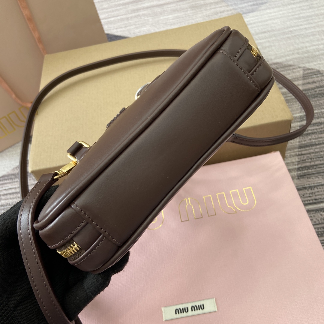 Miu Miu Arcadie Leather Mini Bowling Bag - Heather Brown, 19X10X5cm 7 i1744539294 421 0