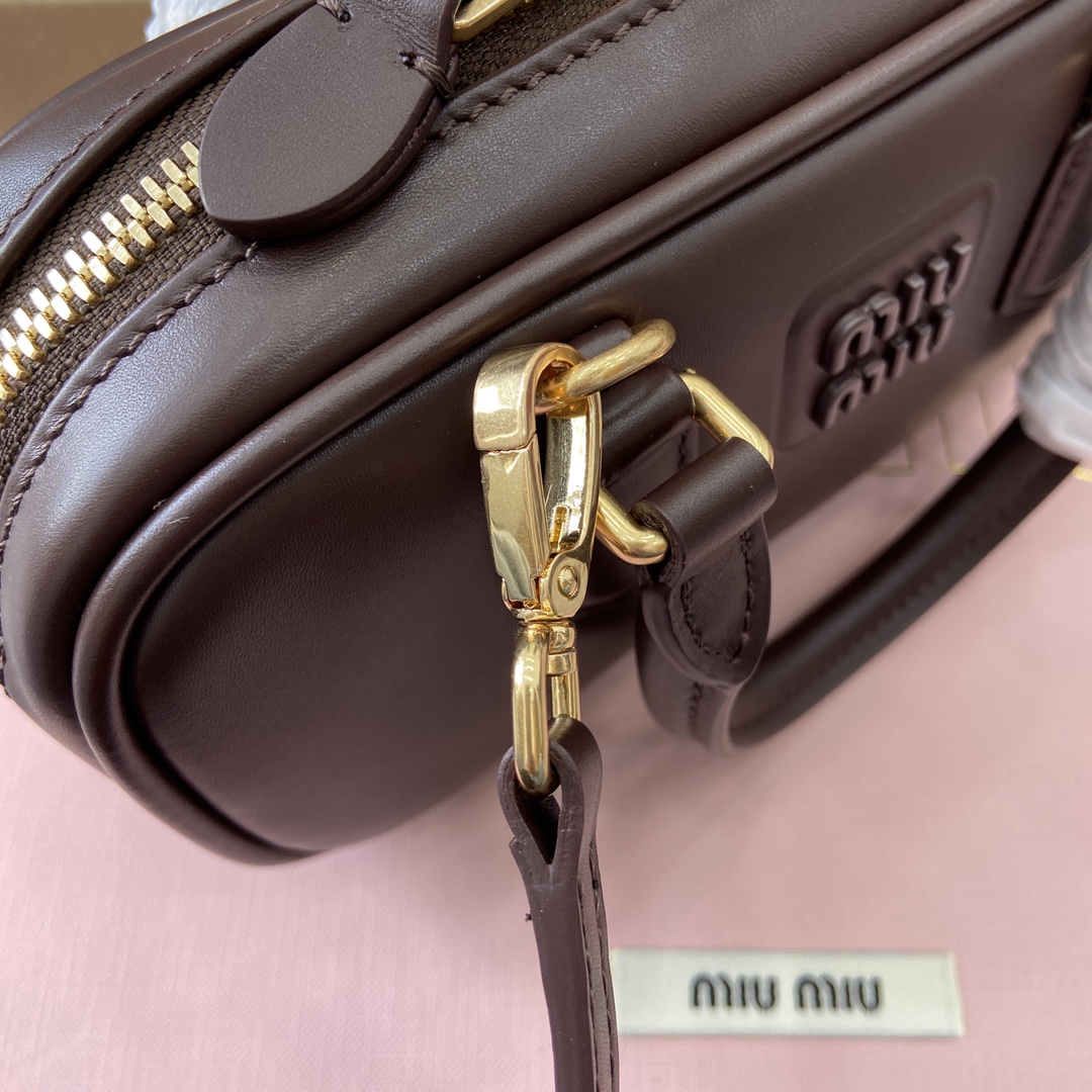 Miu Miu Arcadie Leather Mini Bowling Bag - Heather Brown, 19X10X5cm 12 i1744539294 7723 0