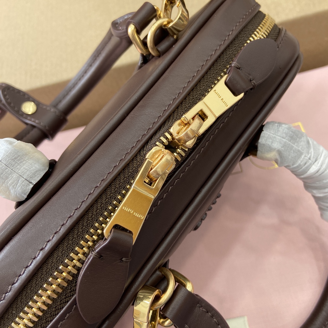 Miu Miu Arcadie Leather Mini Bowling Bag - Heather Brown, 19X10X5cm 9 i1744539294 824 0