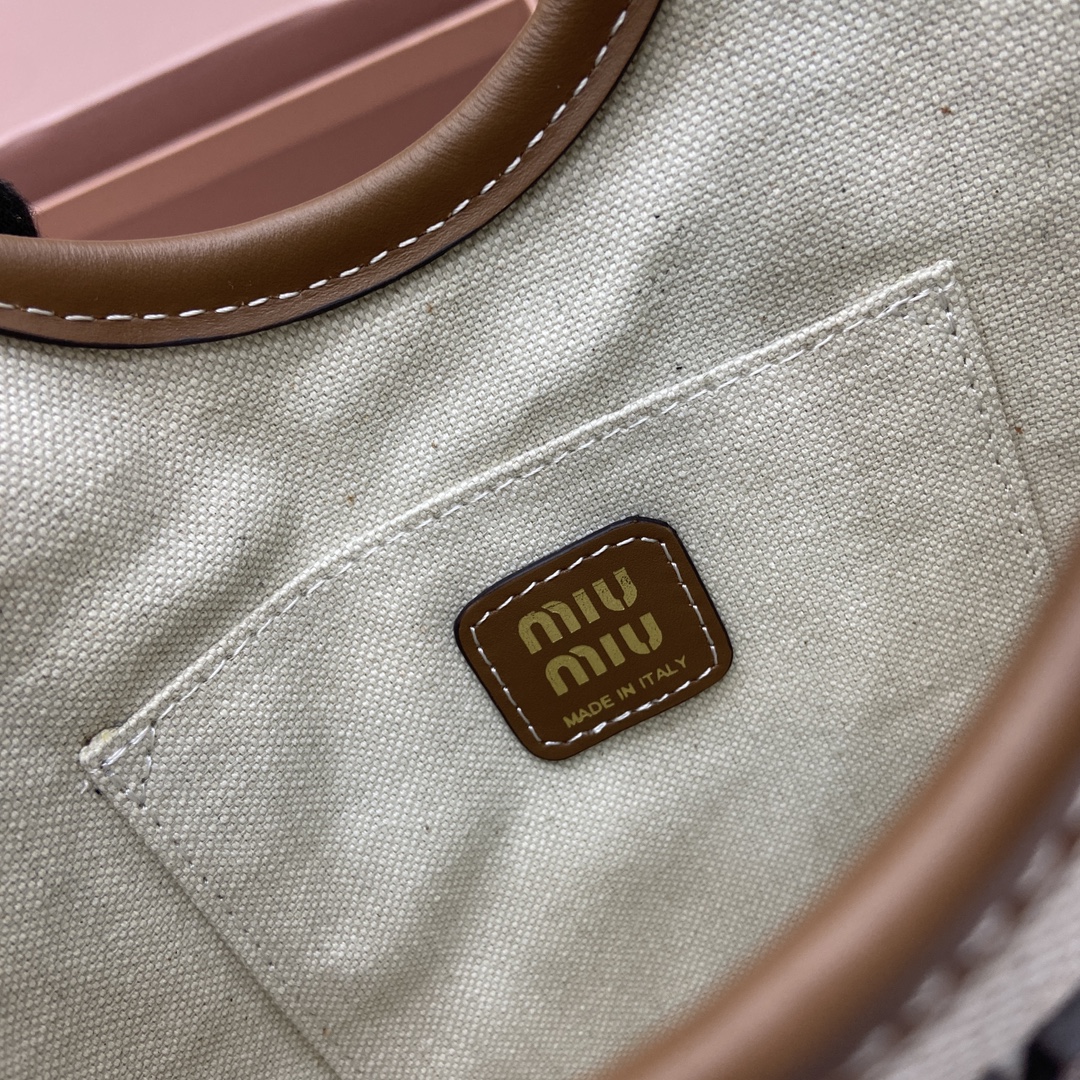 Miu Miu Mini Tote Bag, Canvas Brown, Detachable Shoulder Strap, 20cmx24cm 11 i1744606535 2985 0