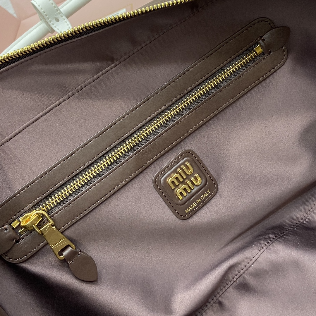 Miu Miu Top Handle Bag Leather Satchel Brown/White, 34X23X11cm 10 i1744606628 9432 0