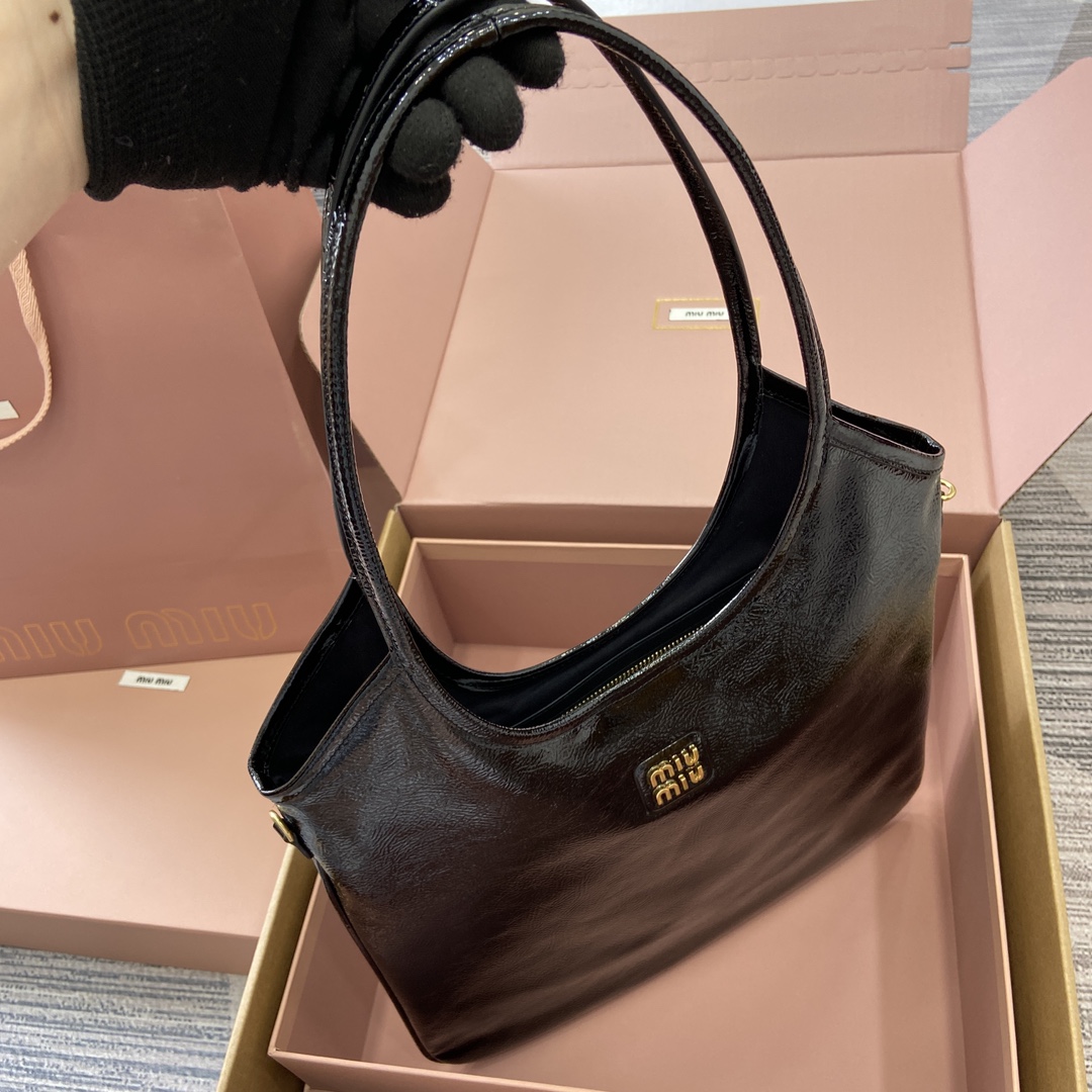 Miu Miu Black Naplak Leather Tote Bag with Metal Logo - Classic Style 5 i1744945572 2723 0
