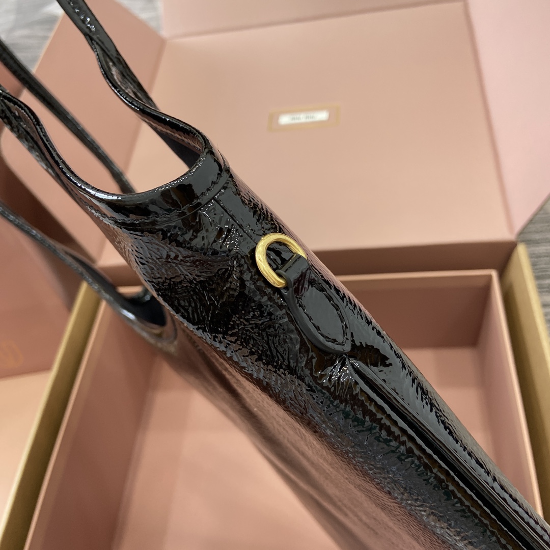 Miu Miu Black Naplak Leather Tote Bag with Metal Logo - Classic Style 4 i1744945572 3326 0
