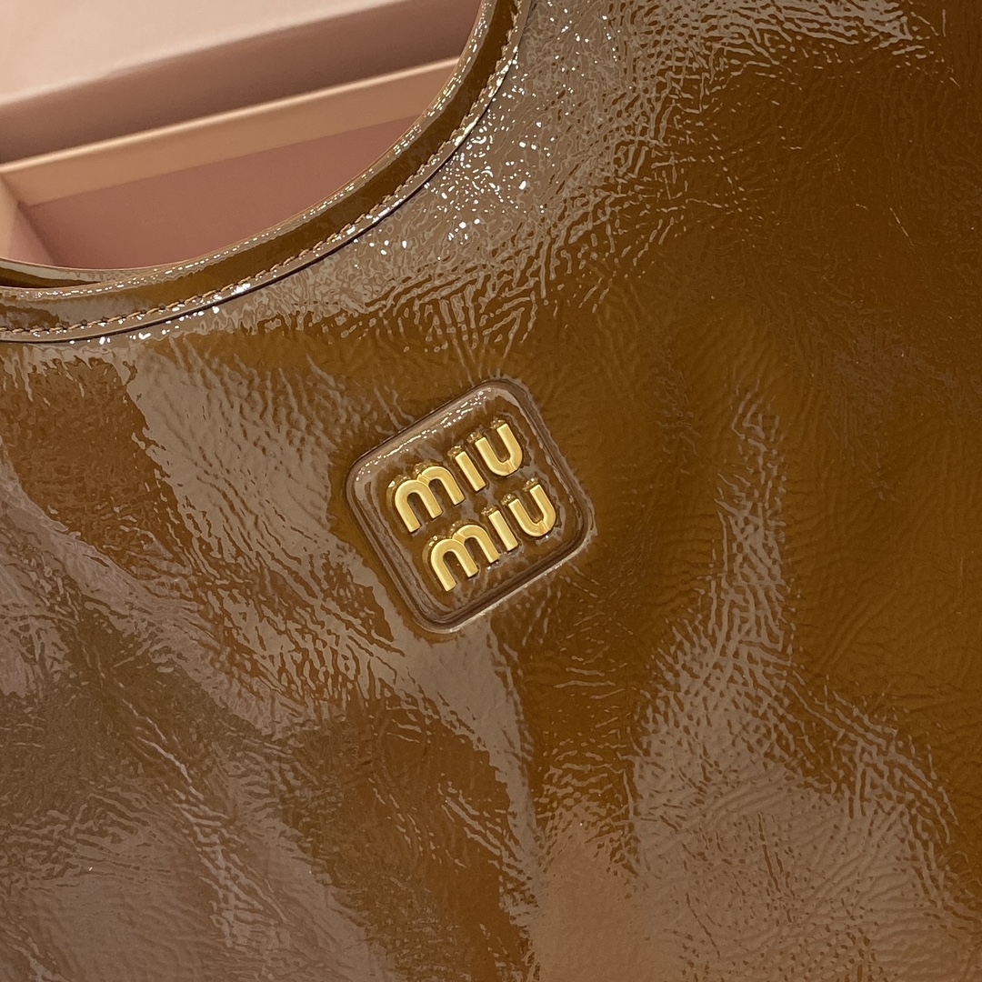 Miu Miu Naplak Leather Tote Bag, Iconic Style, Brown, W35×H40cm, For Women 5 i1744945587 920 0