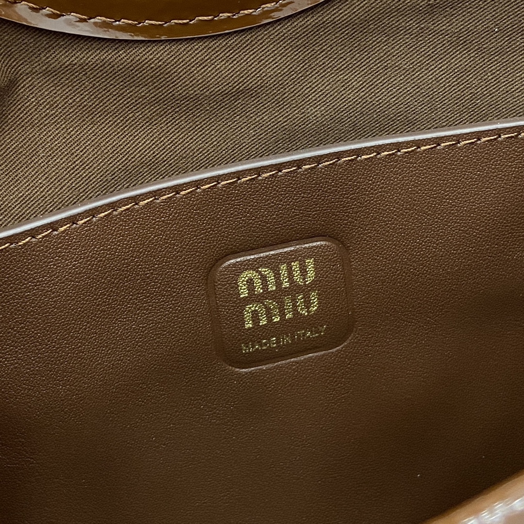 Miu Miu Mini Tote Bag - Brown Patent Leather, Removable Strap, Compact Size 10 i1744945660 3136 0