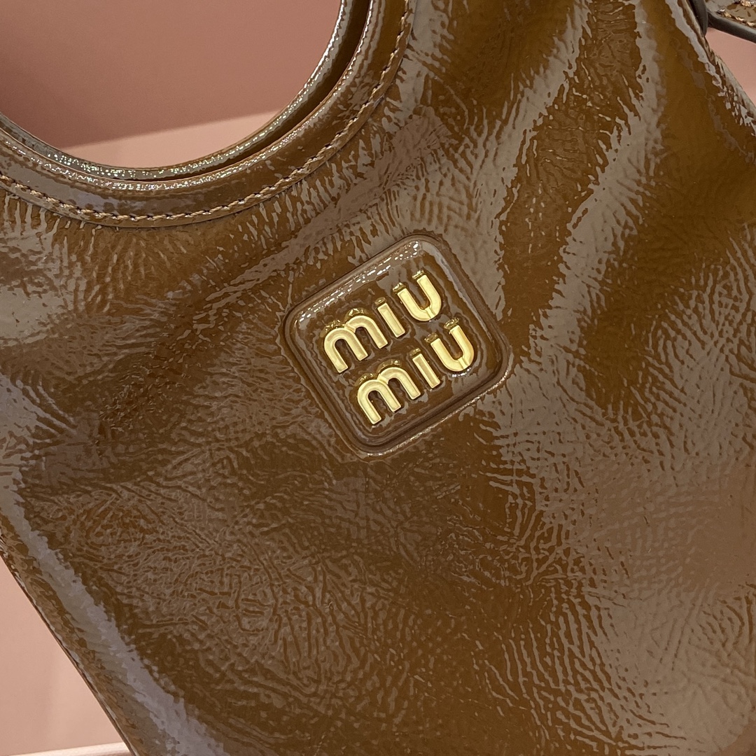 Miu Miu Mini Tote Bag - Brown Patent Leather, Removable Strap, Compact Size 6 i1744945660 6911 0