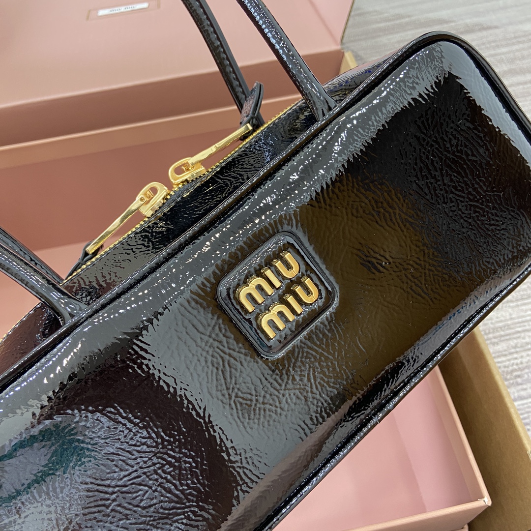 Miu Miu Beau Handbag in Black Patent Leather - Chic & Compact Design 8 i1744945730 3717 0
