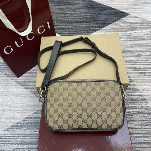 Gucci GG Canvas Crossbody Bag with Leather Strap, Brown - Model 834802 1 Gucci GG Canvas Crossbody Bag with Leather Strap, Brown - Model 834802