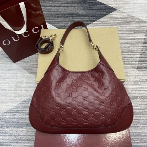Gucci Body Double Lock Shoulder Bag in Red Embossed Leather 1 Gucci Body Double Lock Shoulder Bag in Red Embossed Leather