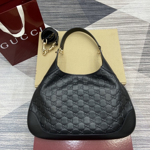 Gucci Black Embossed Leather Body Double Lock Shoulder Bag - 42cm 1 Gucci Black Embossed Leather Body Double Lock Shoulder Bag - 42cm