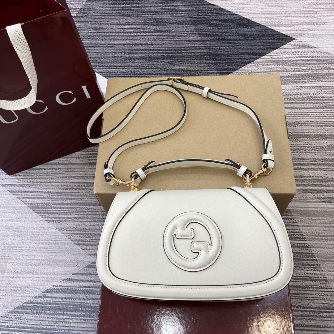 GUCCI Blondie series white leather shoulder strap handbag