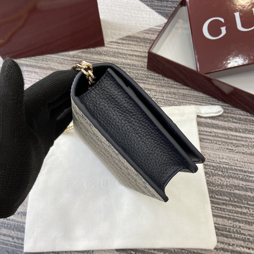 Gucci Marmont Chain Wallet - Blue Leather & Supreme Canvas, 20cm x 12.5cm 3 i1748439614 2233 0
