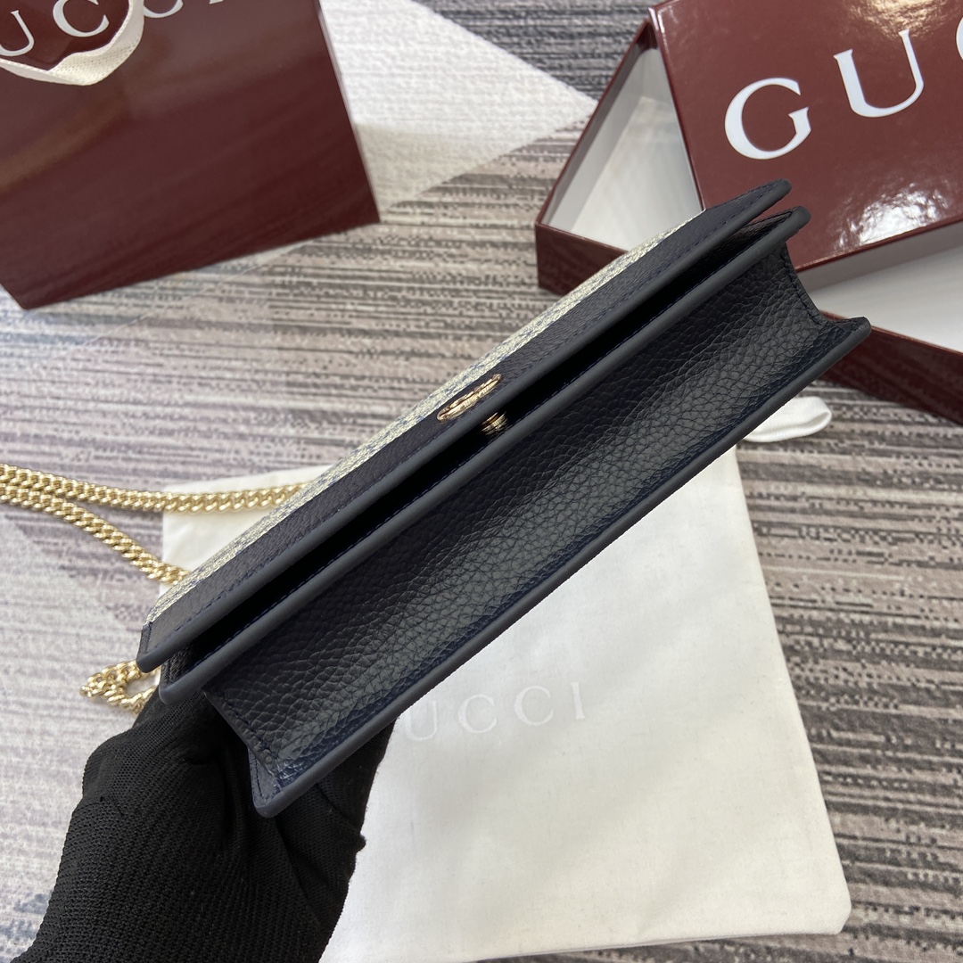 Gucci Marmont Chain Wallet - Blue Leather & Supreme Canvas, 20cm x 12.5cm 4 i1748439614 795 0
