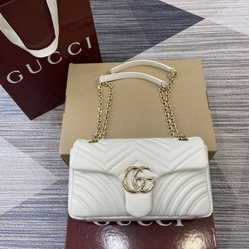 Gucci Marmont White Leather Shoulder Bag, 26cm Wide, Double G Hardware 1 Gucci Marmont White Leather Shoulder Bag, 26cm Wide, Double G Hardware