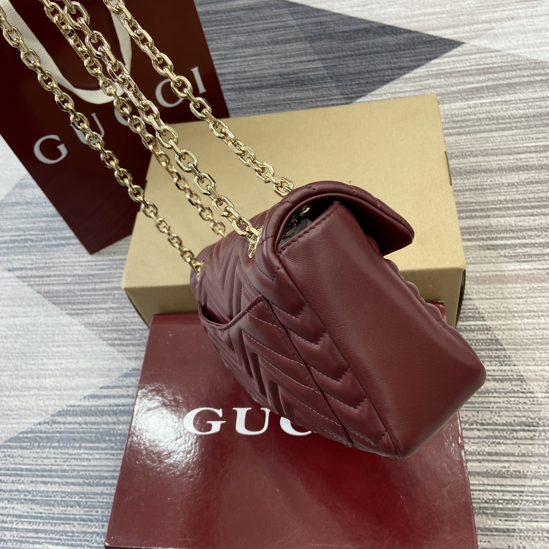 Gucci Marmont Medium Shoulder Bag, Ancorra Red Leather, Gold Chain Strap 4 i1748589542 3038 0