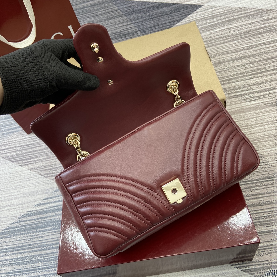 Gucci Marmont Medium Shoulder Bag, Ancorra Red Leather, Gold Chain Strap 10 i1748589542 3594 0