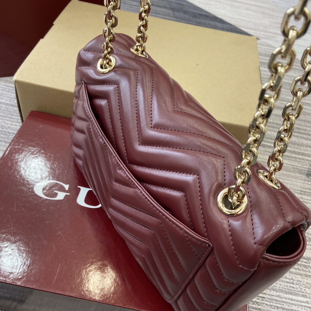 Gucci Marmont Medium Shoulder Bag, Ancorra Red Leather, Gold Chain Strap 12 i1748589542 4015 0