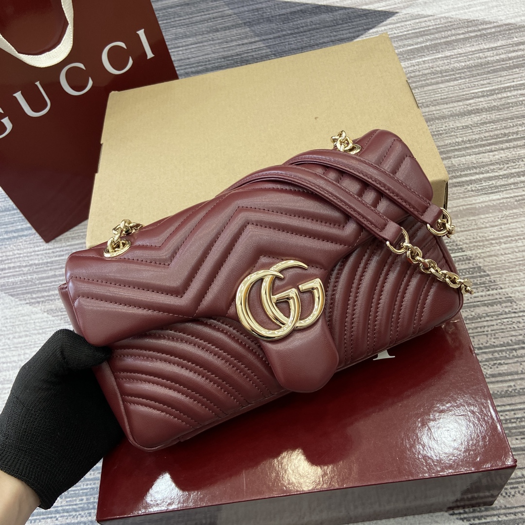 Gucci Marmont Medium Shoulder Bag, Ancorra Red Leather, Gold Chain Strap 1 i1748589542 6727 0
