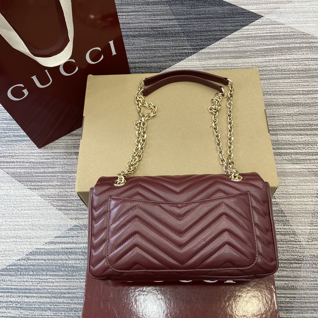 Gucci Marmont Medium Shoulder Bag, Ancorra Red Leather, Gold Chain Strap 3 i1748589542 7711 0