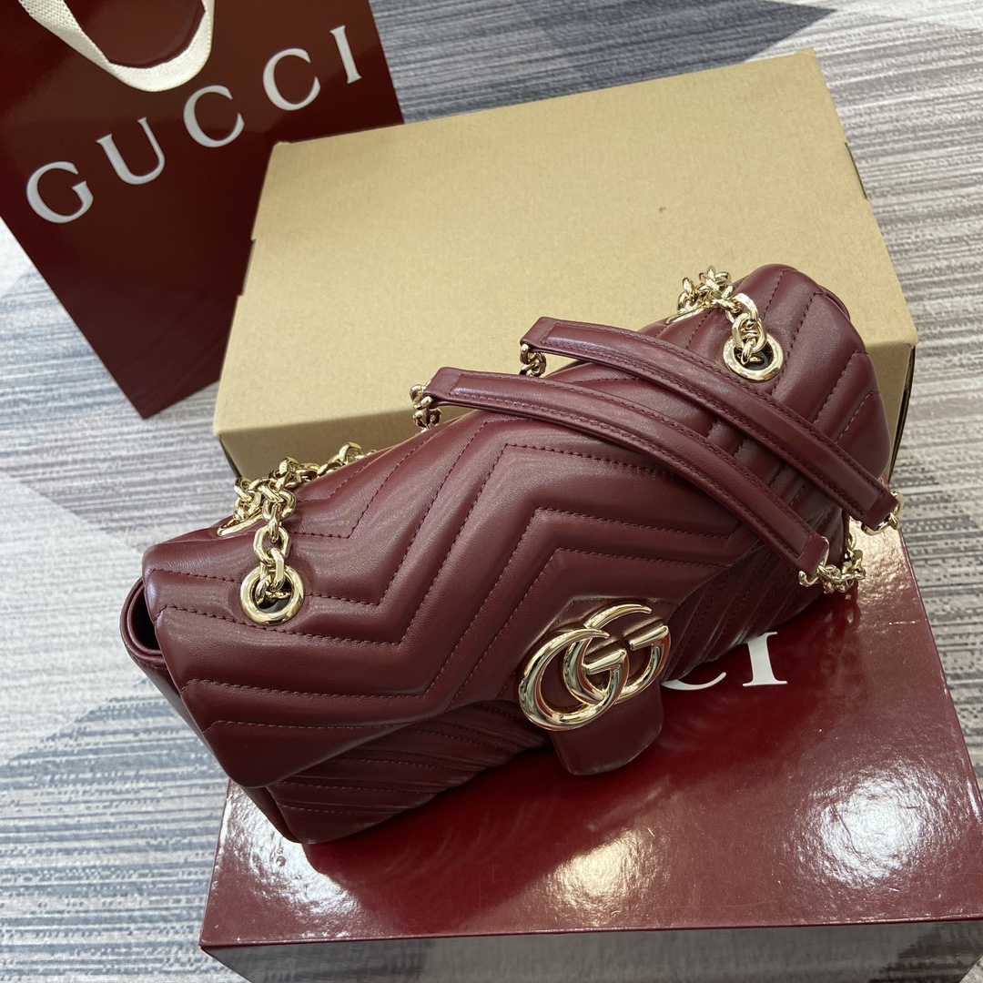 Gucci Marmont Medium Shoulder Bag, Ancorra Red Leather, Gold Chain Strap 5 i1748589542 9627 0