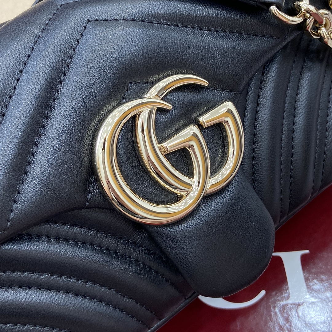 Gucci Marmont Small Shoulder Bag - Black Leather, Gold Hardware, Chain Strap 5 i1748589752 6098 0