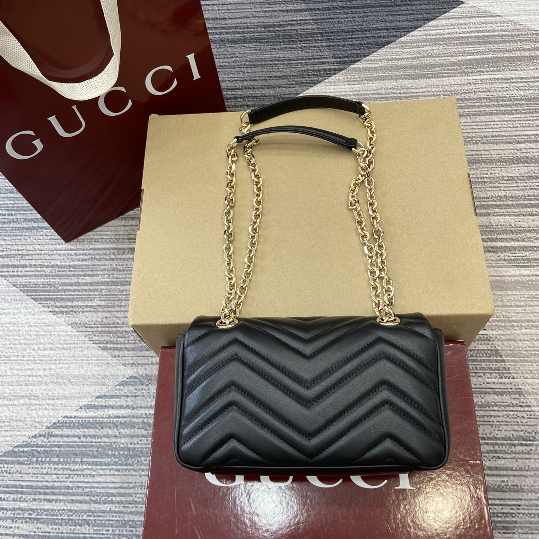 Gucci Marmont Small Shoulder Bag - Black Leather, Gold Hardware, Chain Strap 3 i1748589752 6173 0