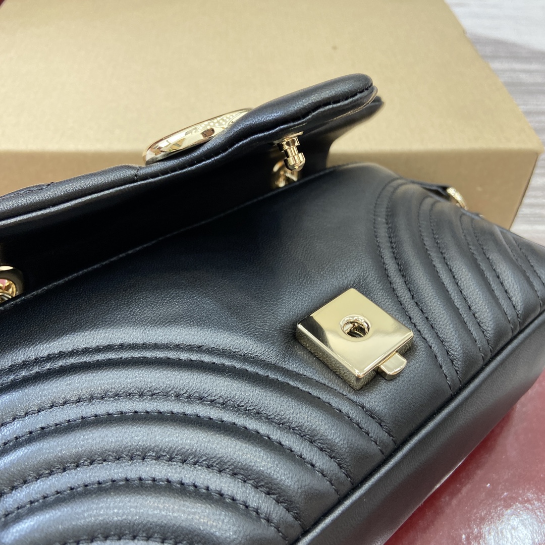 Gucci Marmont Small Shoulder Bag - Black Leather, Gold Hardware, Chain Strap 7 i1748589753 4772 0