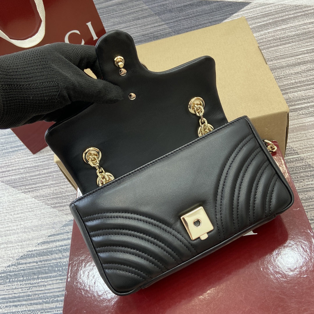 Gucci Marmont Small Shoulder Bag - Black Leather, Gold Hardware, Chain Strap 8 i1748589753 8275 0