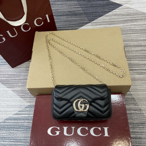 Gucci Marmont Mini Bag - Black Leather, Iconic Double G, Chain Strap