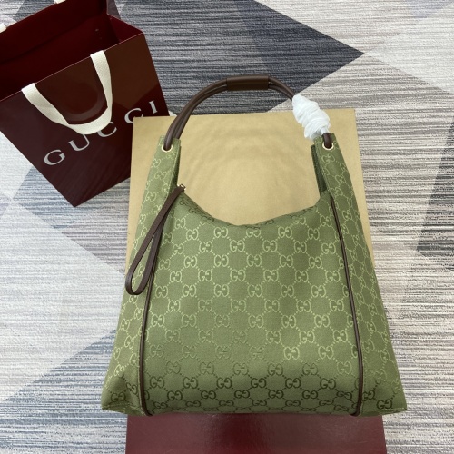 Gucci Vintage Tote Bag Forest Green Canvas, 36x36x10cm 1 Gucci Vintage Tote Bag Forest Green Canvas, 36x36x10cm