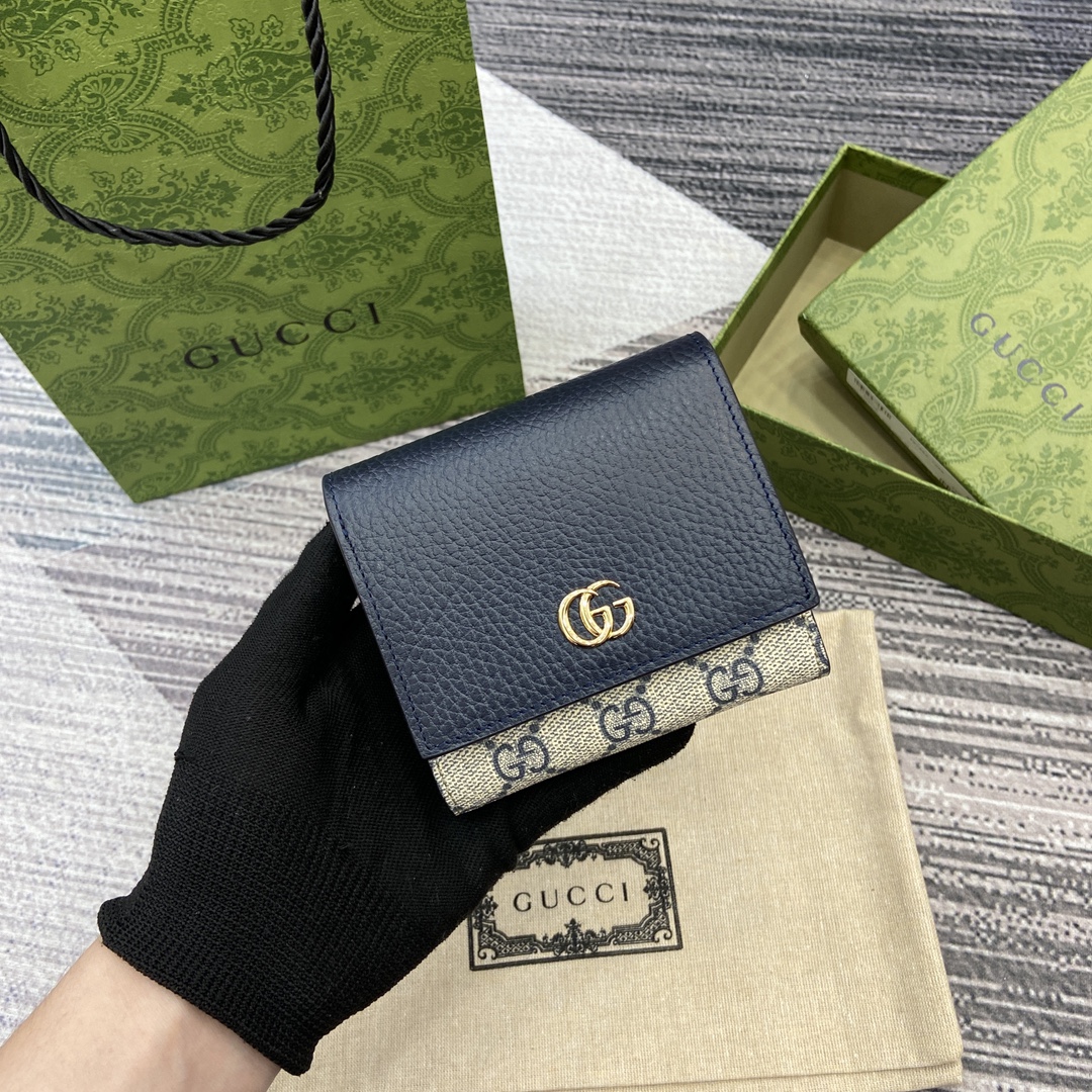 Gucci Ophidia GG Tri-Fold Wallet Leather Blue/Beige, 598587, 12 x 10 x 3 cm 2 i1748688803 6399 0