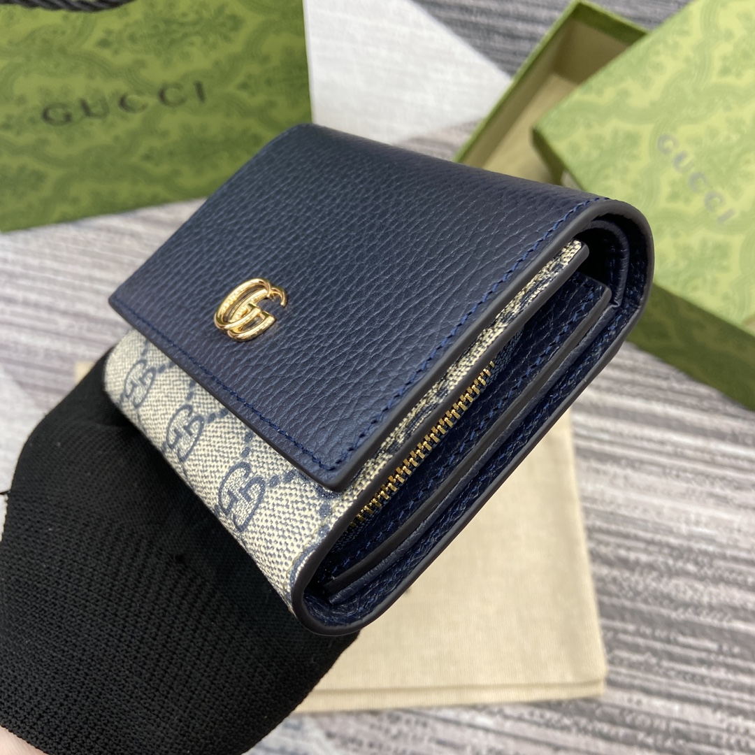 Gucci Ophidia GG Tri-Fold Wallet Leather Blue/Beige, 598587, 12 x 10 x 3 cm 12 i1748688803 7035 0
