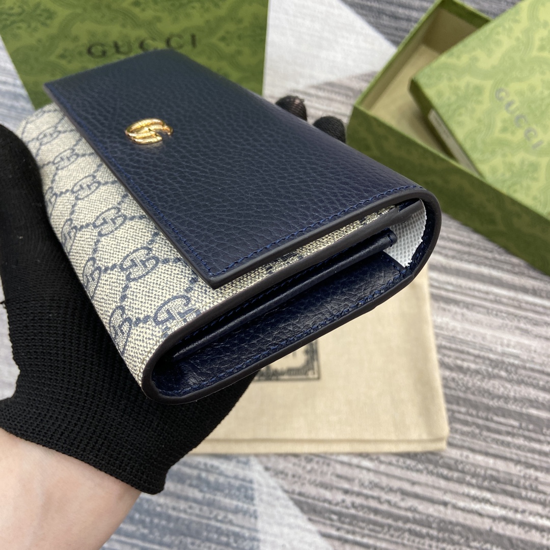 Gucci GG Marmont Continental Wallet in Blue Leather and Canvas 5 i1748688820 3463 0