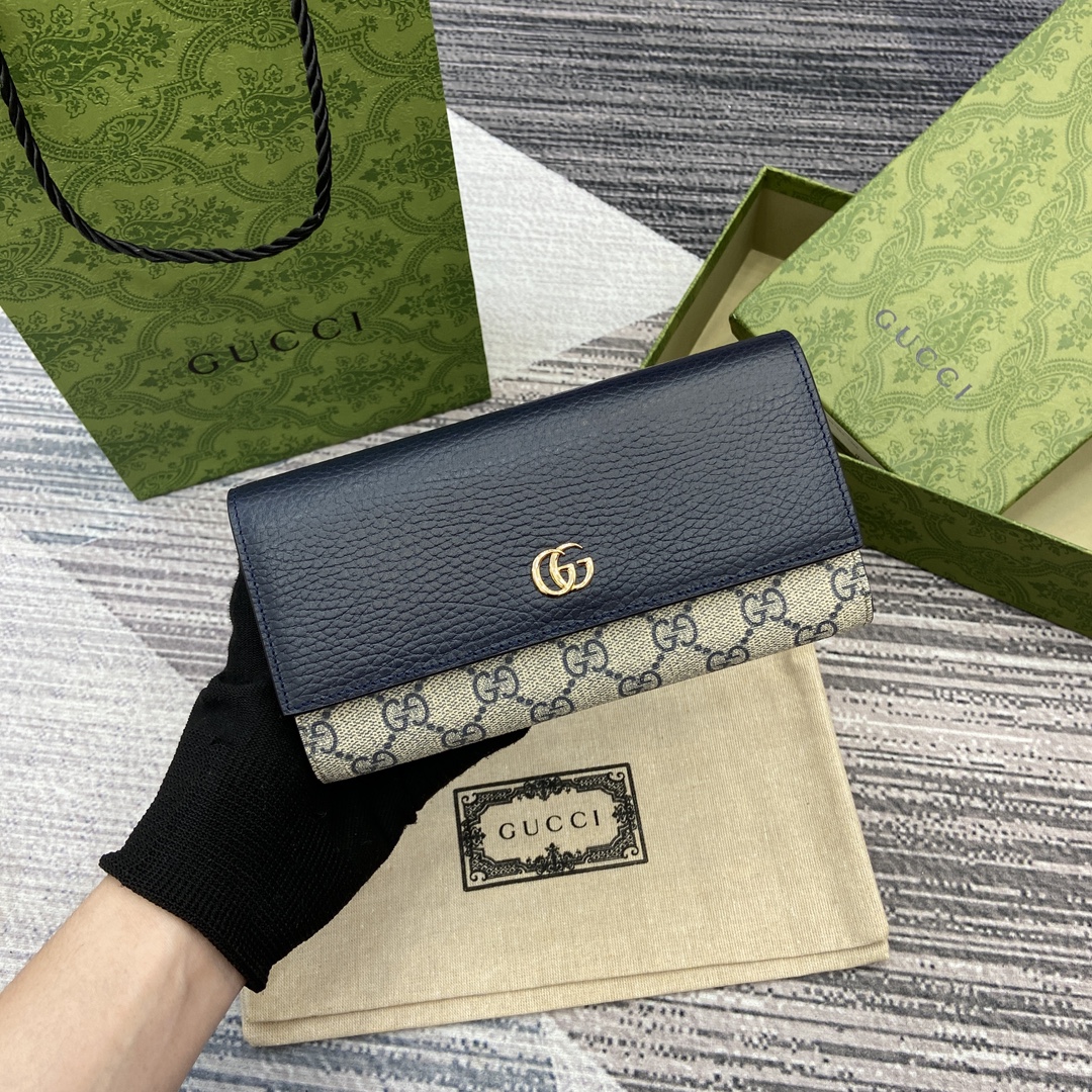 Gucci GG Marmont Continental Wallet in Blue Leather and Canvas 1 i1748688820 5159 0