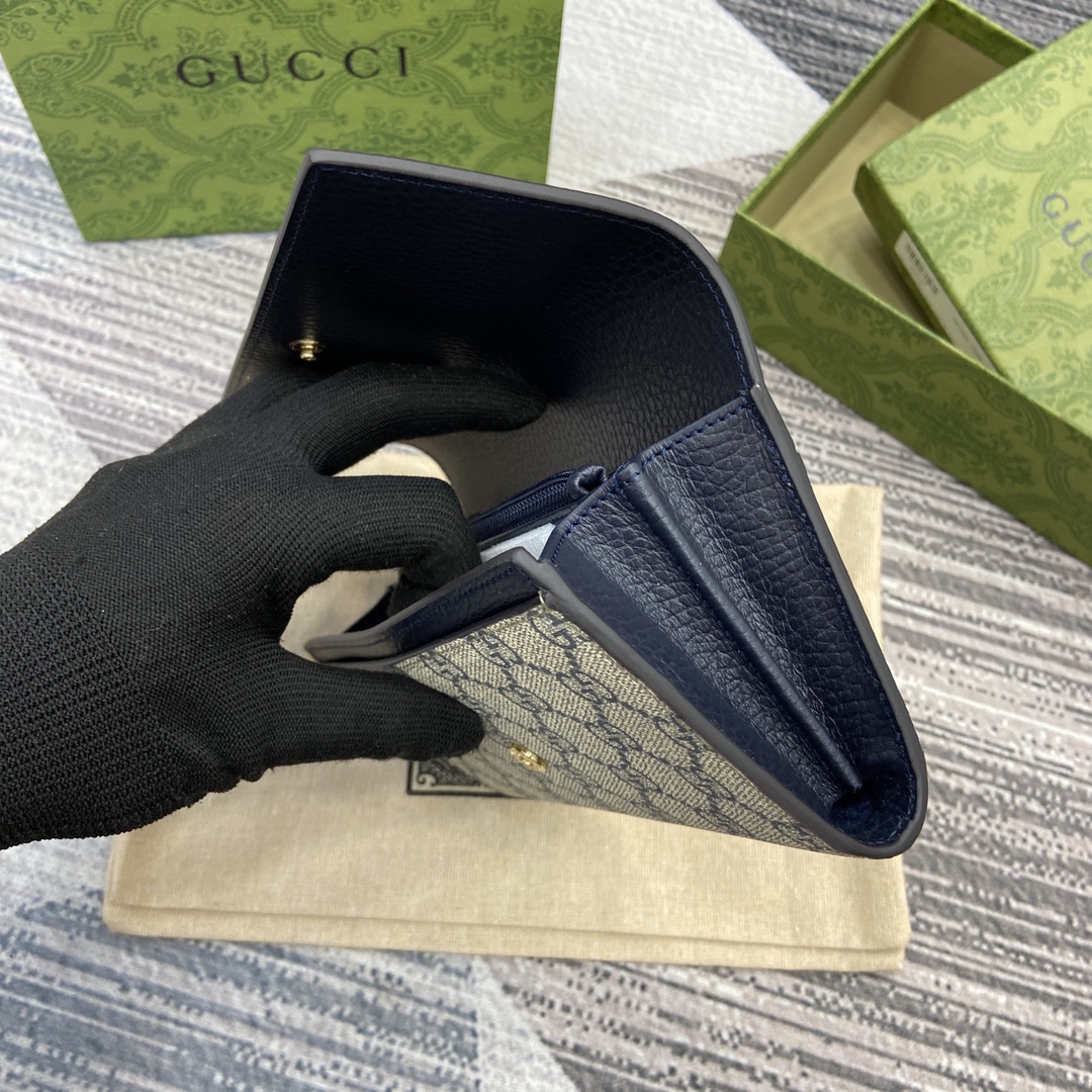 Gucci GG Marmont Continental Wallet in Blue Leather and Canvas 9 i1748688820 5408 0